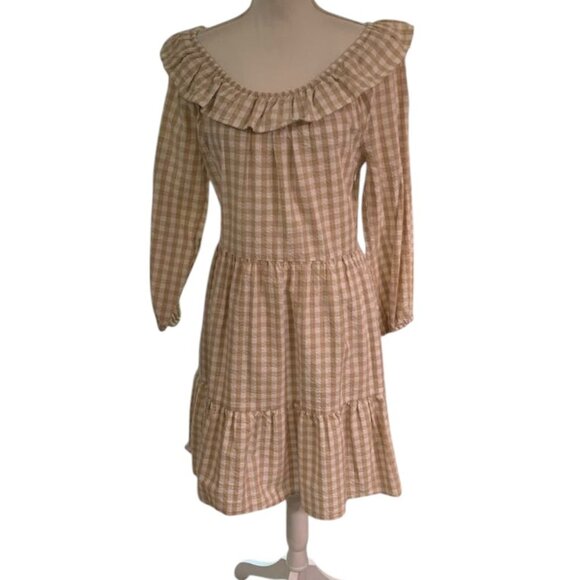 J.Crew Seersucker Ruffleneck Gingham Mini Dress NWT - Picture 2 of 6